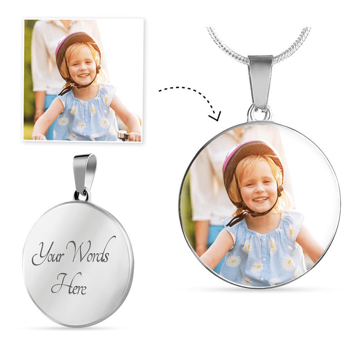 Personalized Photo With Circle Silver/Gold Adjustable Luxury Necklace