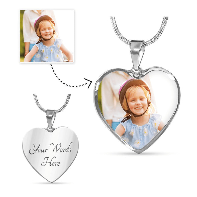 Personalized Photo With Heart Adjustable Luxury Necklace Gold/Silver