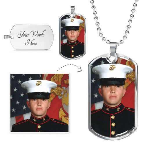 Personalized Photo With Awesome Luxury Dog Tag - Military Ball Chain