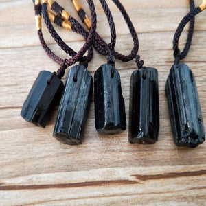 Natural Tourmaline Stone Necklace Black