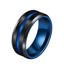 Load image into Gallery viewer, Groove Rings Black Blu Stainless Steel Midi Rings For Men