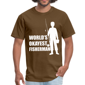 World's Okayest Fisherman Funny Fishing Vintage Gift - brown