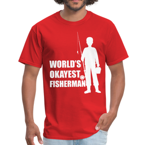 World's Okayest Fisherman Funny Fishing Vintage Gift - red