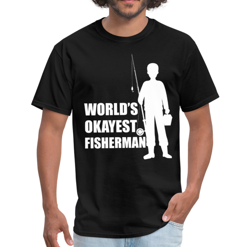 World's Okayest Fisherman Funny Fishing Vintage Gift - black