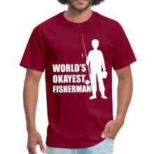 Load image into Gallery viewer, World&#39;s Okayest Fisherman Funny Fishing Vintage Gift - burgundy