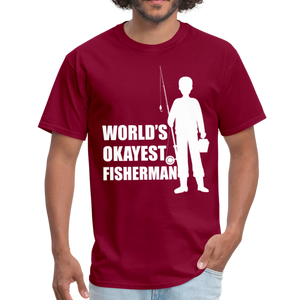 World's Okayest Fisherman Funny Fishing Vintage Gift - burgundy
