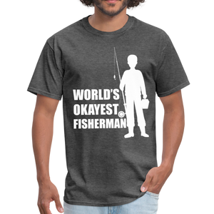 World's Okayest Fisherman Funny Fishing Vintage Gift - heather black