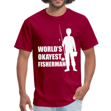Load image into Gallery viewer, World&#39;s Okayest Fisherman Funny Fishing Vintage Gift - dark red