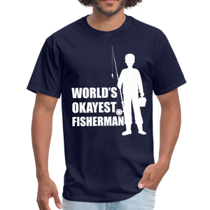 World's Okayest Fisherman Funny Fishing Vintage Gift - navy