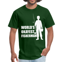 Load image into Gallery viewer, World&#39;s Okayest Fisherman Funny Fishing Vintage Gift - forest green
