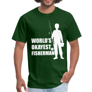 World's Okayest Fisherman Funny Fishing Vintage Gift - forest green