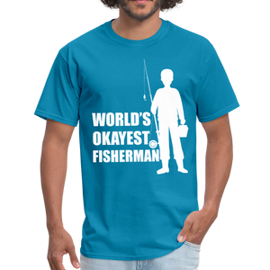 World's Okayest Fisherman Funny Fishing Vintage Gift - turquoise