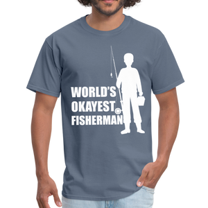 World's Okayest Fisherman Funny Fishing Vintage Gift - denim