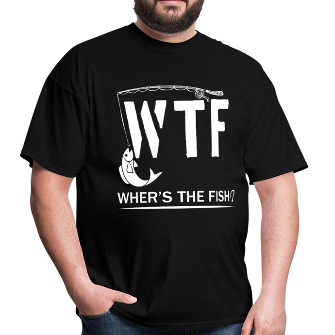 WTF Wher's The Fish Funny Fishing Lovers Gift - black