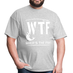 WTF Wher's The Fish Funny Fishing Lovers Gift - heather gray