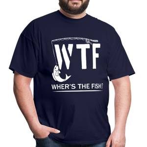 WTF Wher's The Fish Funny Fishing Lovers Gift - navy